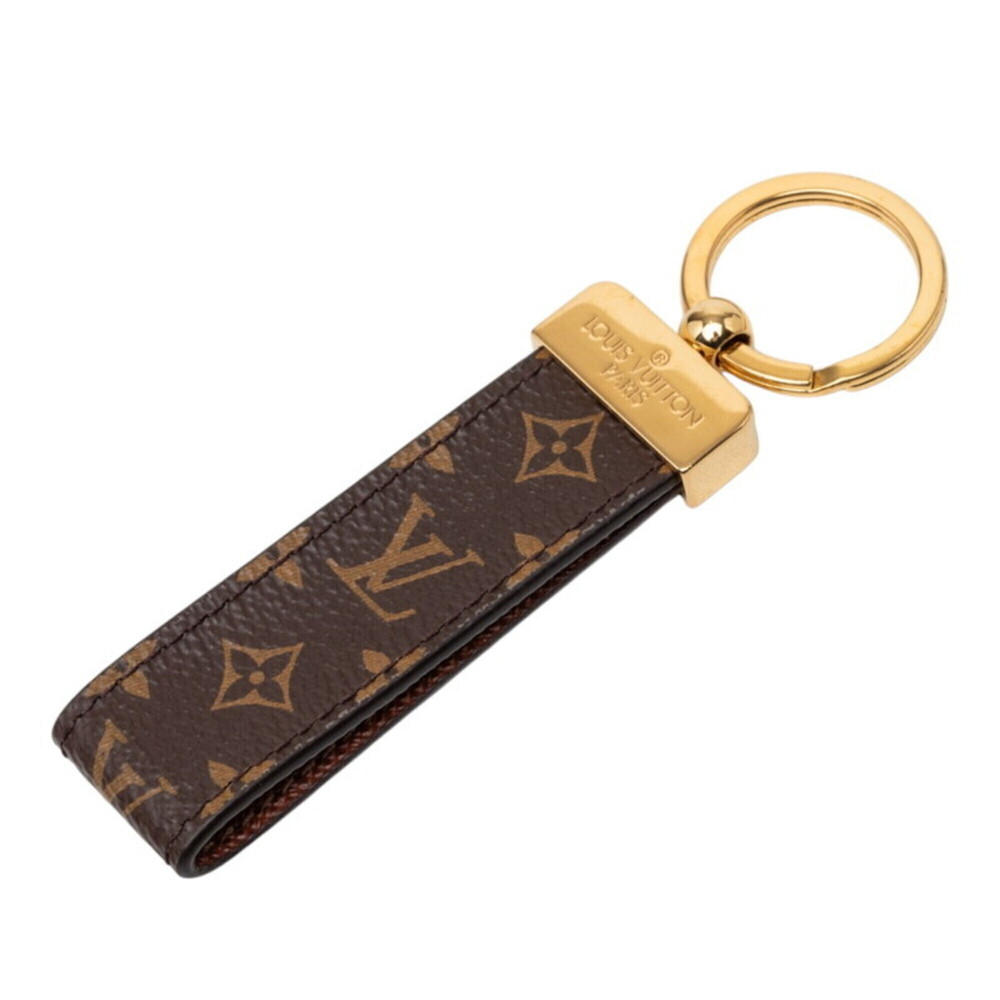 Louis Vuitton Monogram Dragonne Charm Keychain M65221 Gold Brown Plated Women...